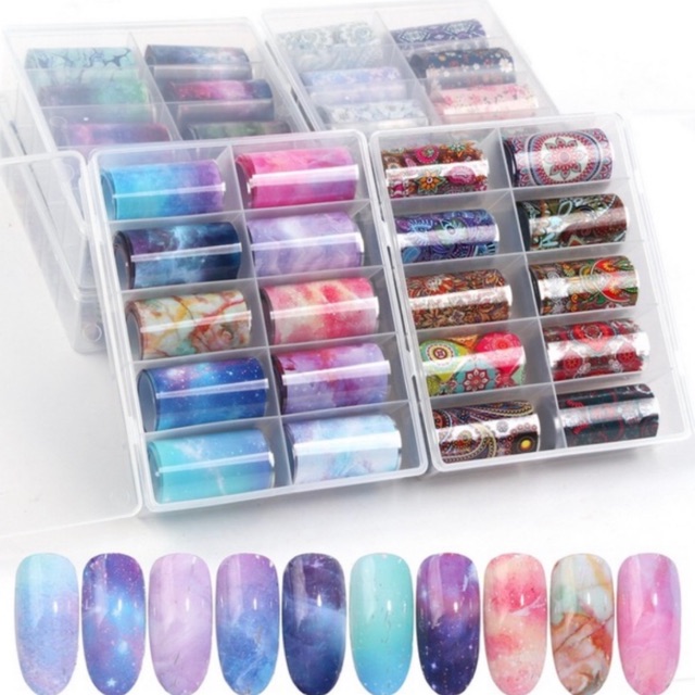 Set Foil dập- foil gel trang trí móng nail