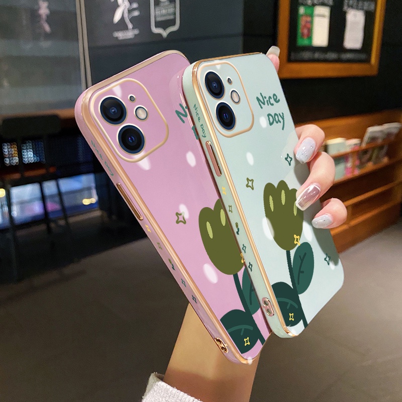 Ốp Điện Thoại Mỏng Trong Suốt Mạ Điện Chống Sốc Họa Tiết Cây Cối Cho OPPO A16K