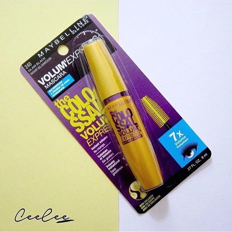 Mascara Maybeline vàng 7x, giúp mi dày, đen, không vón cục