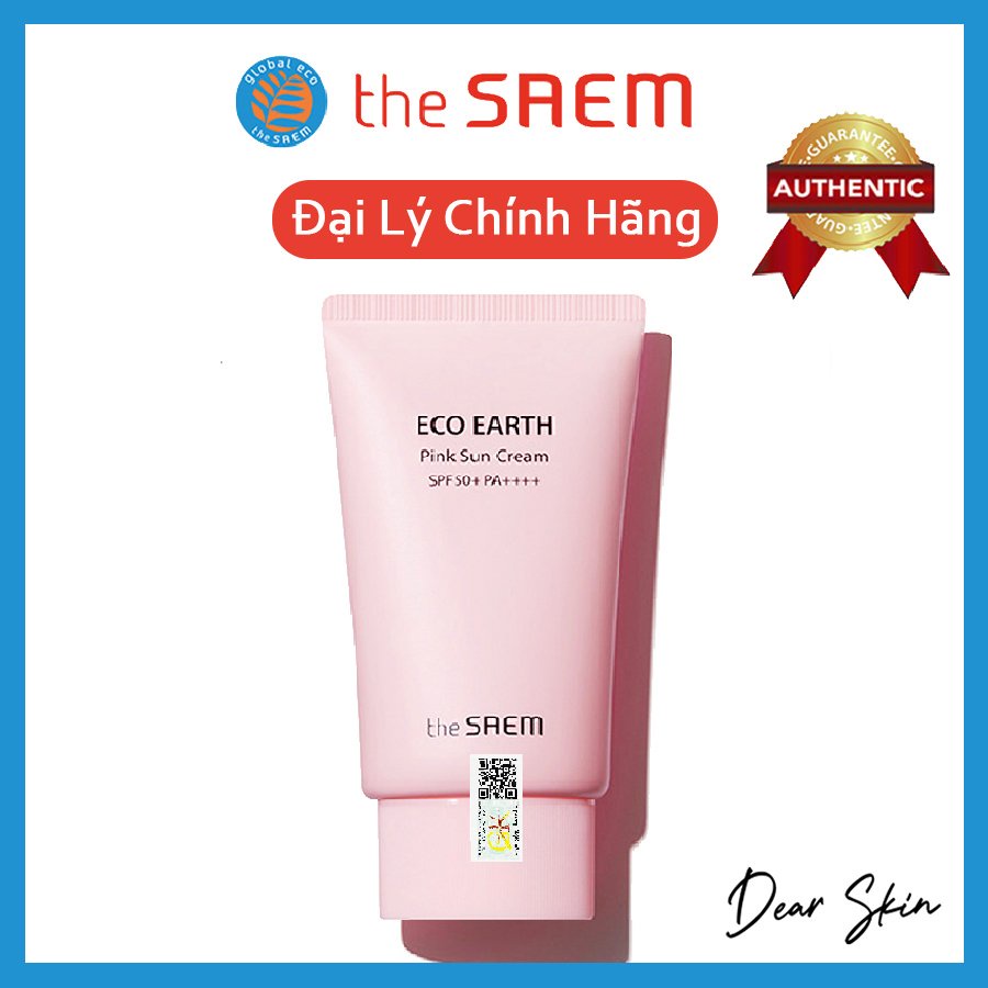 Kem Chống Nắng The SAEM Eco Earth Power Pink Sun Cream Kem Chống Nắng Hồng phiên bản mới 50 ml - KCN The Saem Saem Hồng