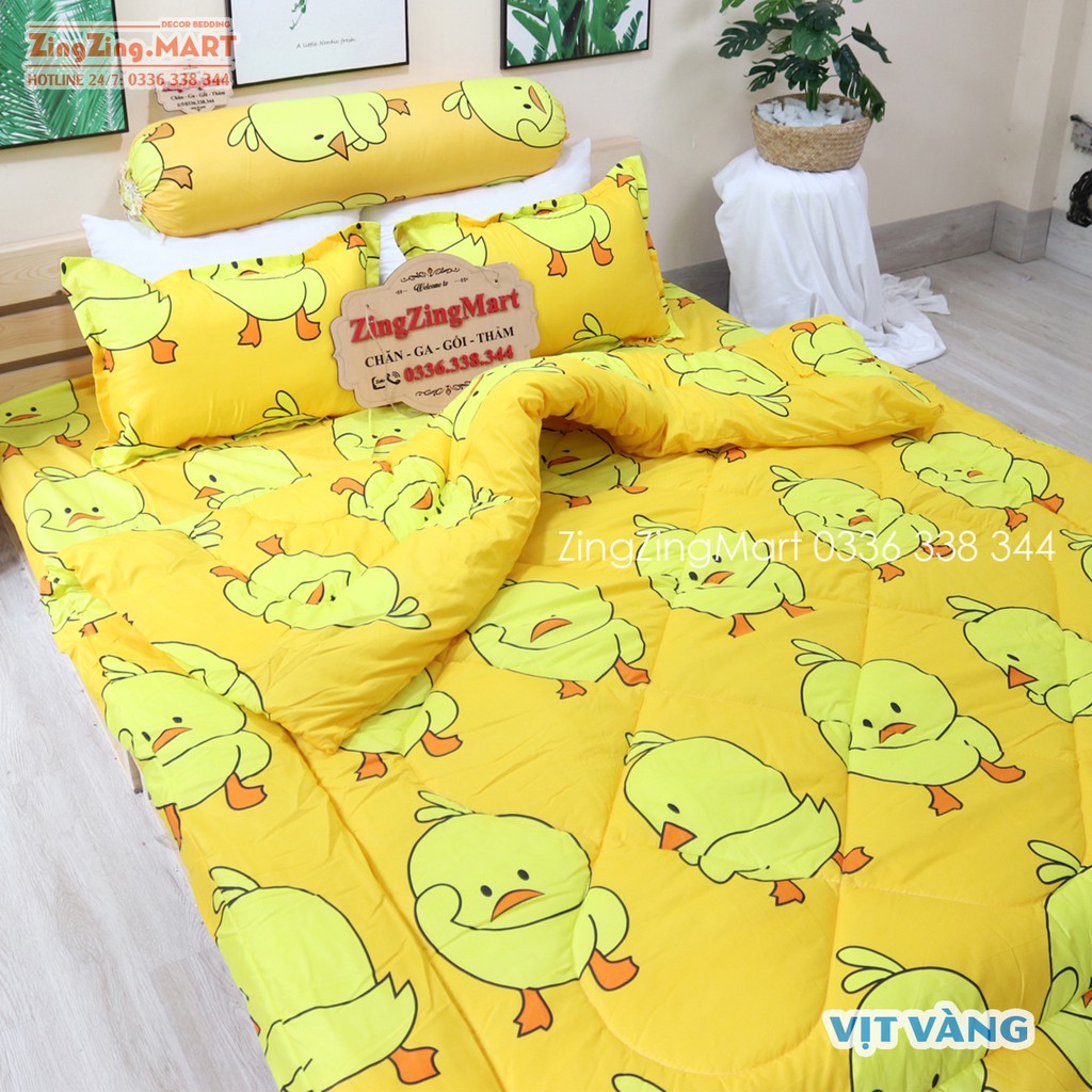 (GIẢM GIÁ) Sét 5 Món Chăn Phao Ga Gối có vỏ gối ôm Mẫu LÁ ME (Được chọn mẫu)