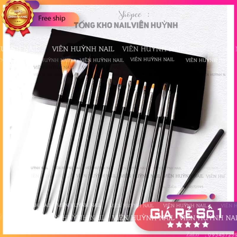 Bộ cọ nail 15 cây , cọ vẽ móng nhiều kiểu