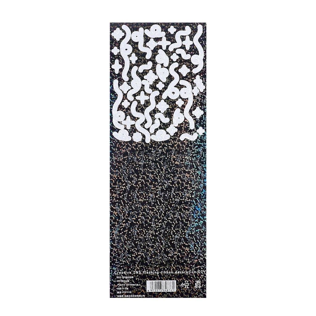 Tấm Sticker Ruy Băng Bling Bling Lấp Lánh Mỏng Decor Toploader