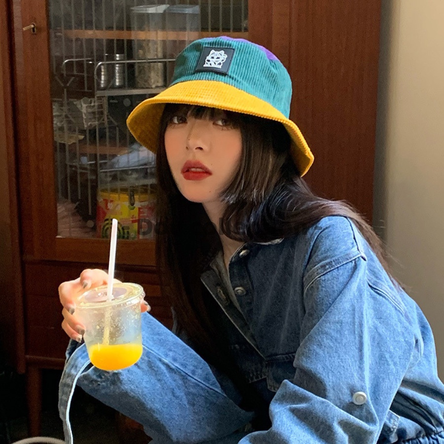 [Nowship2h] Mũ bucket retro nam nữ unisex vành ngắn họa tiết Mèo May Mắn phong cách Nhật Bản Chất Liệu Cotton - Mã NV037