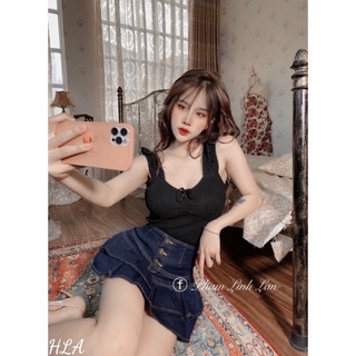 Chân váy jean bèo tầng