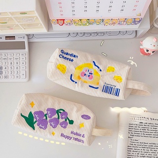 Embroidered pencil case large capacity portable stationery bag stationery box
