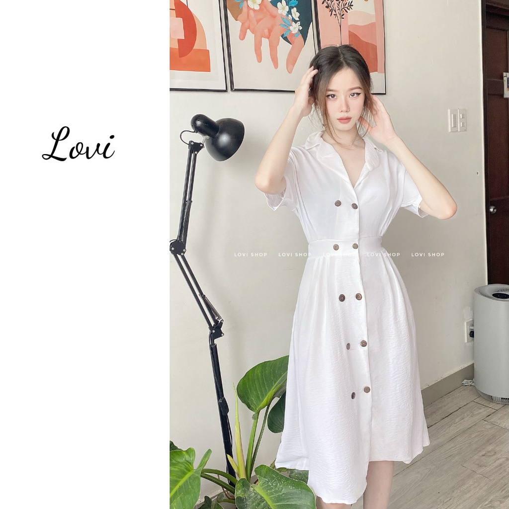 Maxi nút gỗ cổ vest Lovi