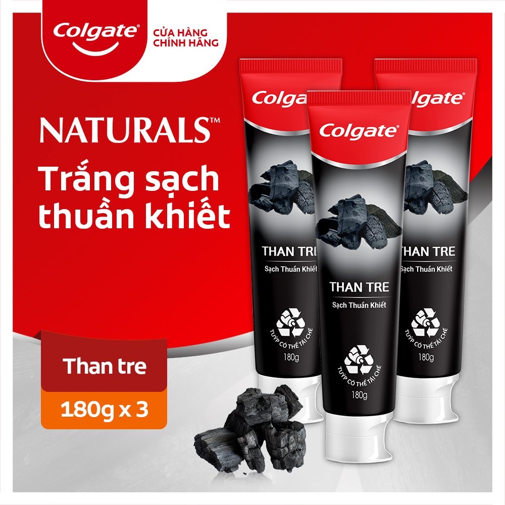 Combo 3 hộp Kem đánh răng Colgate thiên nhiên từ Than tre Hàn Quốc & bạc hà 180g