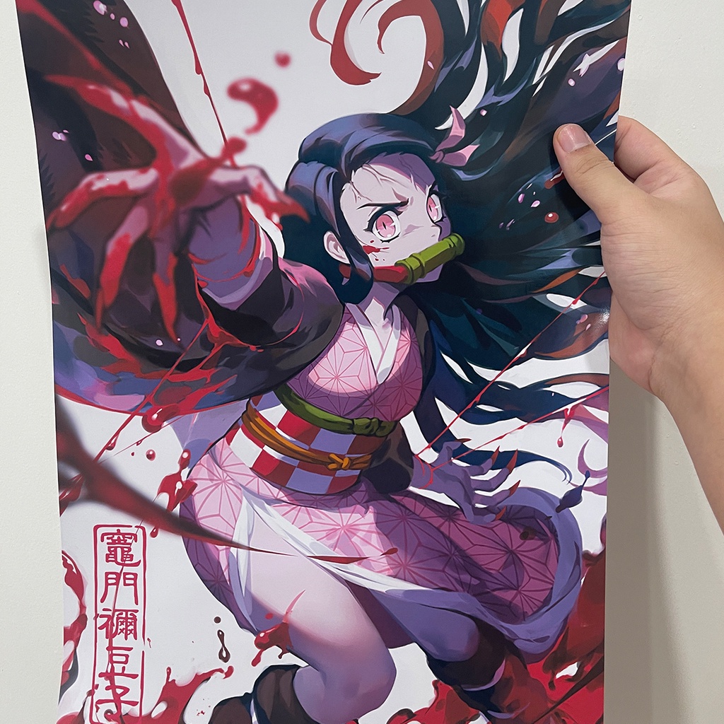 Tranh Dán Tường Áp Phích Anime Kimetsu No Yaiba Decal Poster Trang Trí Phòng Ngủ Phòng Làm Việc Khổ A3