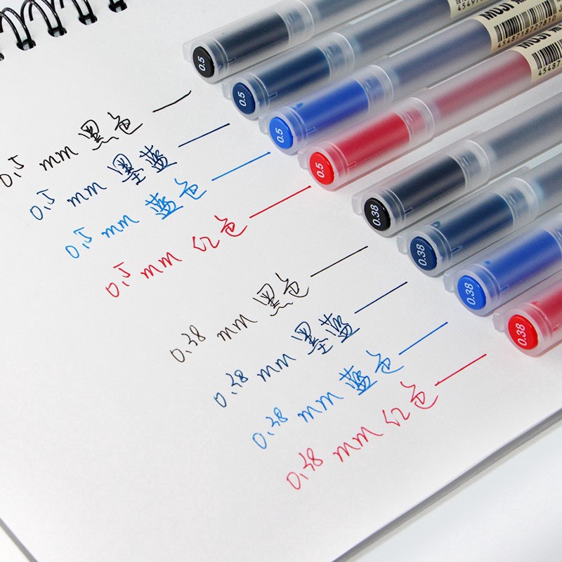 Bút viết mực gel MUJI nhám trong suốt màu đen / lam / lam đậm / đỏ đậm bản 2018 mới