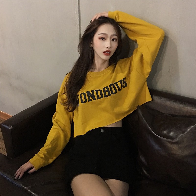Áo Thun Croptop Tay Dài Quảng Châu Nhiều Màu