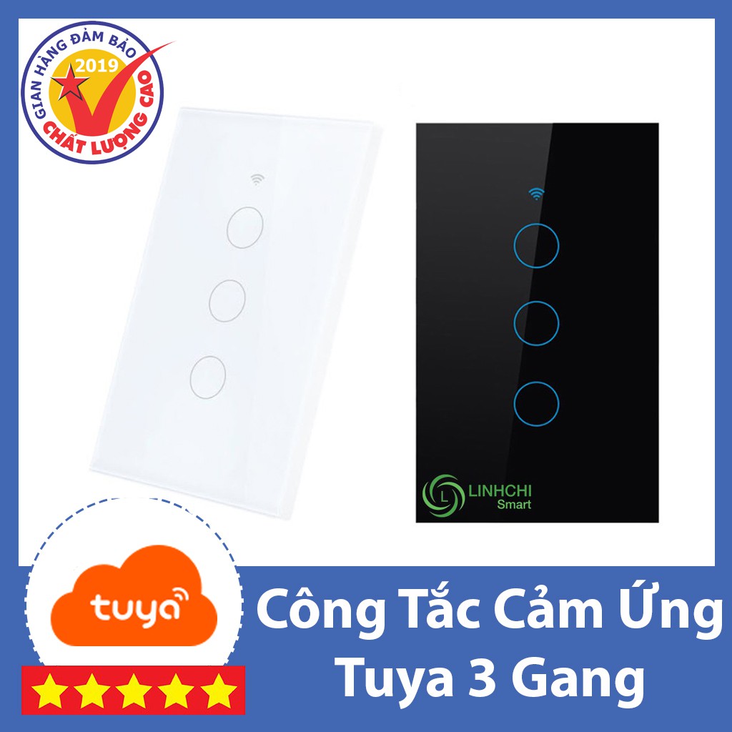 [BH 6 tháng 1 đổi 1] Công Tắc wifi Điều Khiển Cảm Ứng TUYA 3 Nút Ấn (Wifi + RF433)