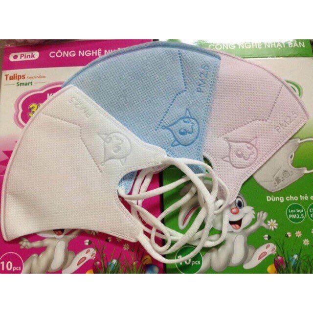 Khẩu trang trẻ em 3D Mask Tulips 4 Lớp kháng khuẩn cho bé từ 2 đến 5 tuổi công nghệ nhật lọc bụi PM2.5