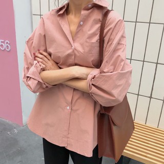 (ẢNH THẬT) ÁO SƠ MI NỮ TRƠN TAY DÀI DÁNG RỘNG OVERSIZE PHONG CÁCH HÀN QUỐC UNISEX, CHẤT LIỆU MỀM VÀ THOÁNG
