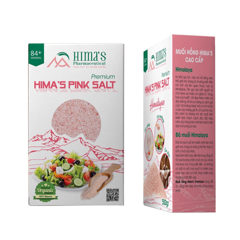 Muối hồng Himalaya hộp 500g, dạng nhuyễn - sử dụng trong ăn uống, làm đẹp ngâm chân thải độc, tẩy tế bào chết