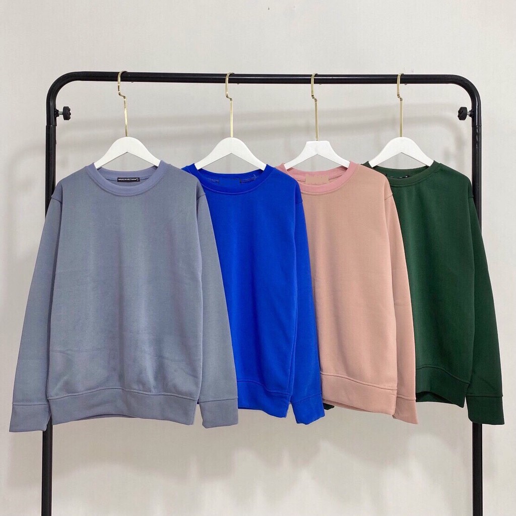 Áo Sweater Trơn Ulzzang Unisex Màu Xám Đậm Chất Nỉ Bông Cao Cấp Dáng Rộng Nam Nữ - MM | BigBuy360 - bigbuy360.vn
