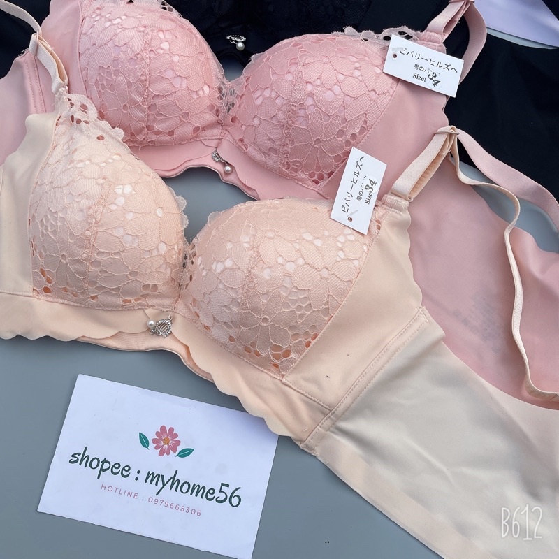 Áo ngực ko gọng phối ren mút dày nâng ngực kp01