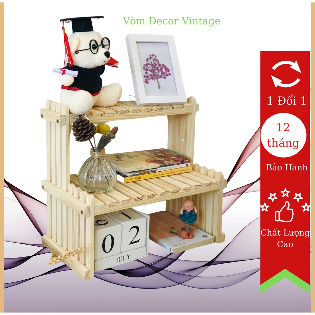 Kệ gỗ 2 tầng đa năng, kệ bàn trang điểm từ gỗ thông tự nhiên nhập khẩu từ mỹ an toàn cho sức khỏe