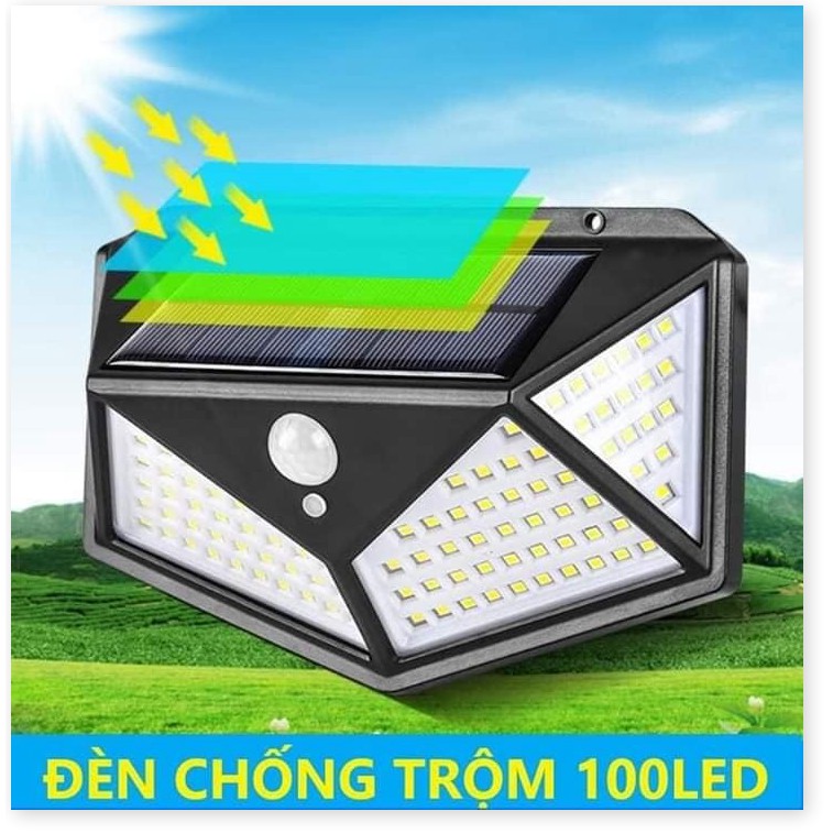 Đèn Cảm Biến Led Siêu Sáng- Đèn Cảm Biến Hấp Thụ Năng Lượng Mặt Trời 100 Bóng Led Siêu Sáng chống chộm [254]