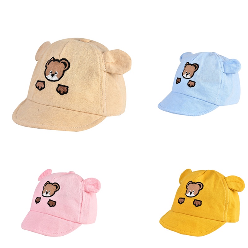 Mũ Lưỡi Trai Cotton Mềm Mại Thêu Chữ Và Tai Gấu Thời Trang Mùa Hè Cho Bé