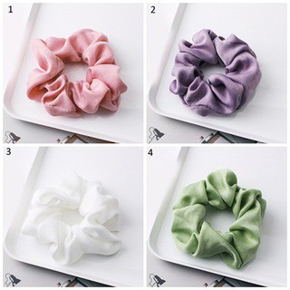 Dây buộc tóc bằng lụa satin màu trơn dễ thương dành cho nữ