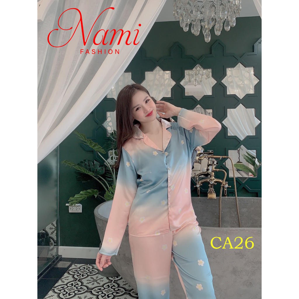 Đồ ngủ dài tay Nami, chất lụa satin mềm mát, không bai xù