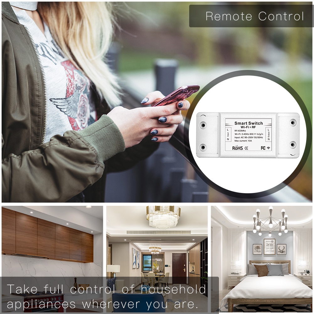 GOOGLE Mô Đun Công Tắc Thông Minh RF433 RF433 Điều Khiển Từ Xa Thông Minh Kết Nối WiFi Kèm Phụ Kiện