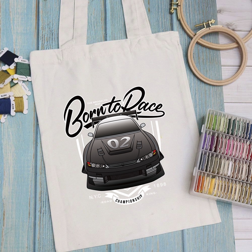 Túi vải túi Tote CAR DESIGN - Mẫu 5 vải canvas dày đẹp cho nữ có khóa miệng đi học đi chơi. In hình theo yêu cầu