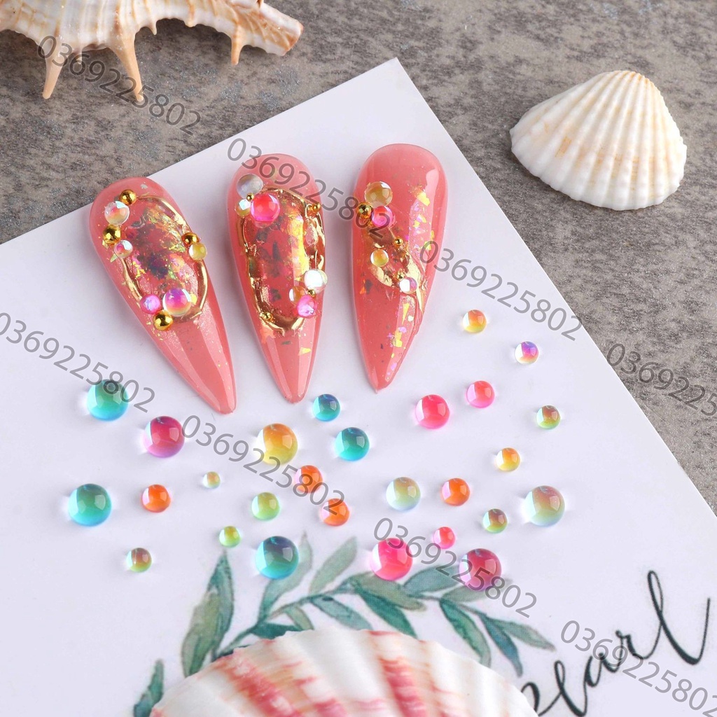 Đá pha lê giọt nước nhiều màu trang trí móng