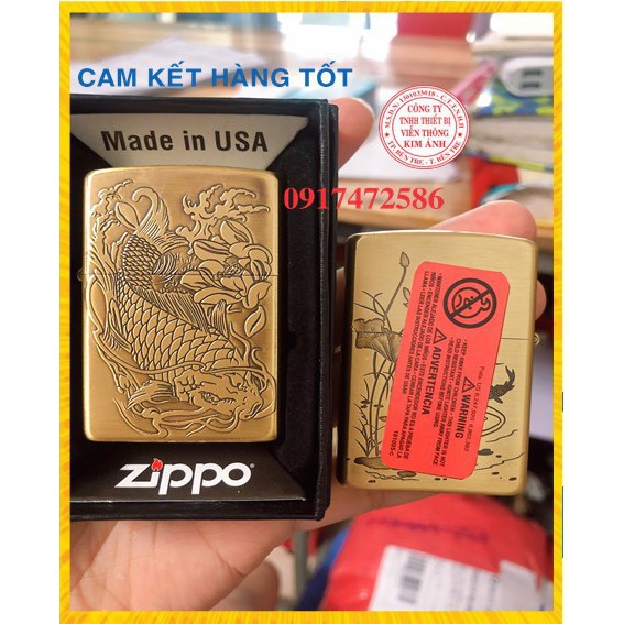 VỎ BẬT LỬA ZIPPO KHẮC CHÌM HÌNH CÁ CHÉP