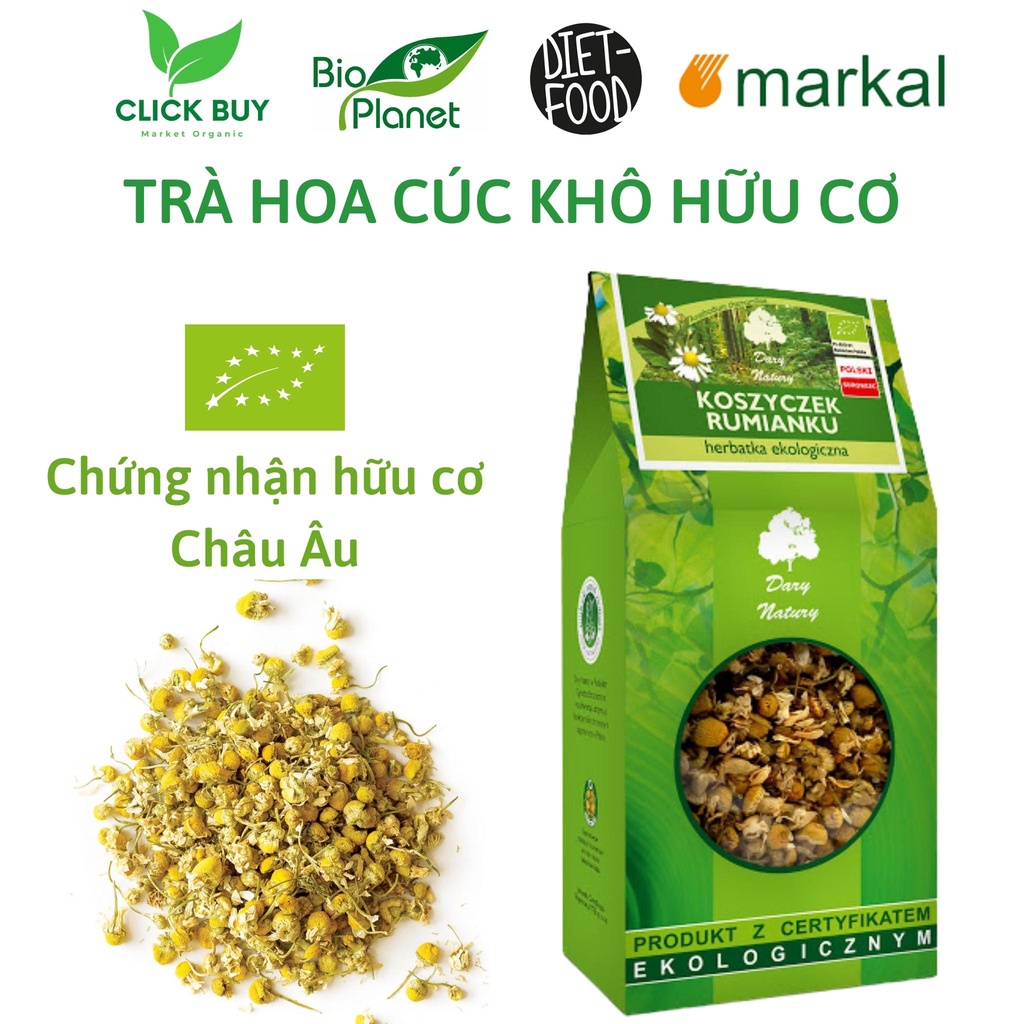 Trà hoa cúc la mã Chamomile nguyên bông hữu cơ nhập khẩu BA LAN