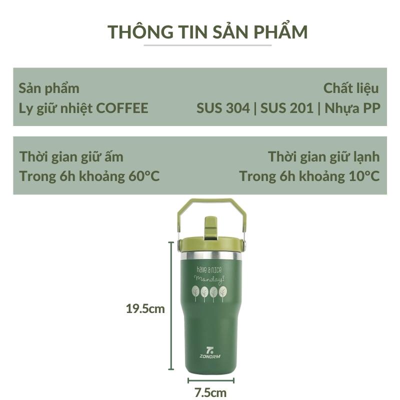 Ly Giữ Nhiệt Zonorm 600ml Có Quai Sang Trọng