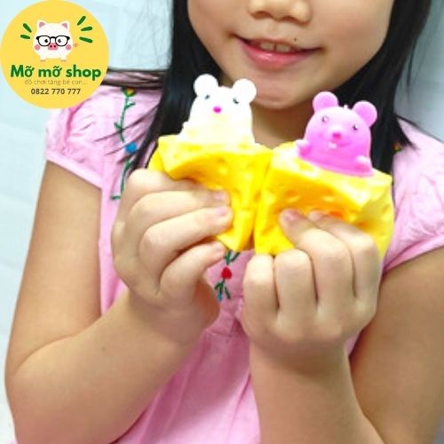 Đồ chơi bóp tay xả stress hình cục phô mai và em chuột giảm căng thẳng mà siêu đáng yêu