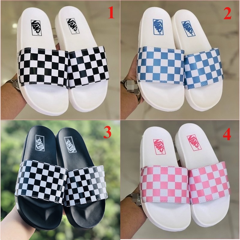 Dép unisex 𝐌𝐋𝐁 𝐕𝐀𝐍𝐒 caro ❤️FREESHIP + Hộp❤️ dép mlb van quai ngang thể thao nam nữ caro nhiều màu