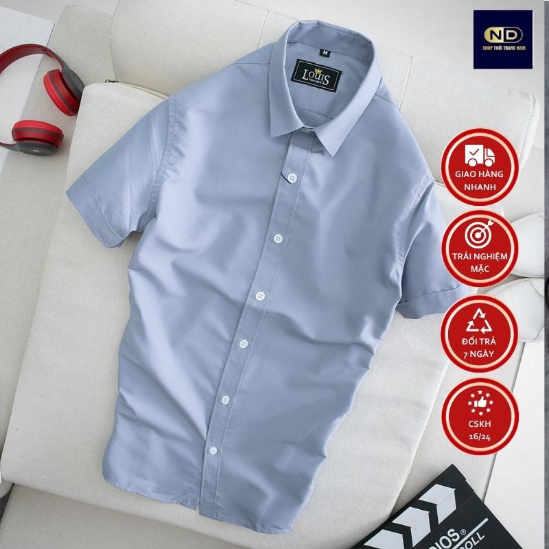 áo sơ mi nam tay ngắn - áo sơ mi chất liệu cotton - áo nam ngắn tay phù hợp nơi công sở | BigBuy360 - bigbuy360.vn