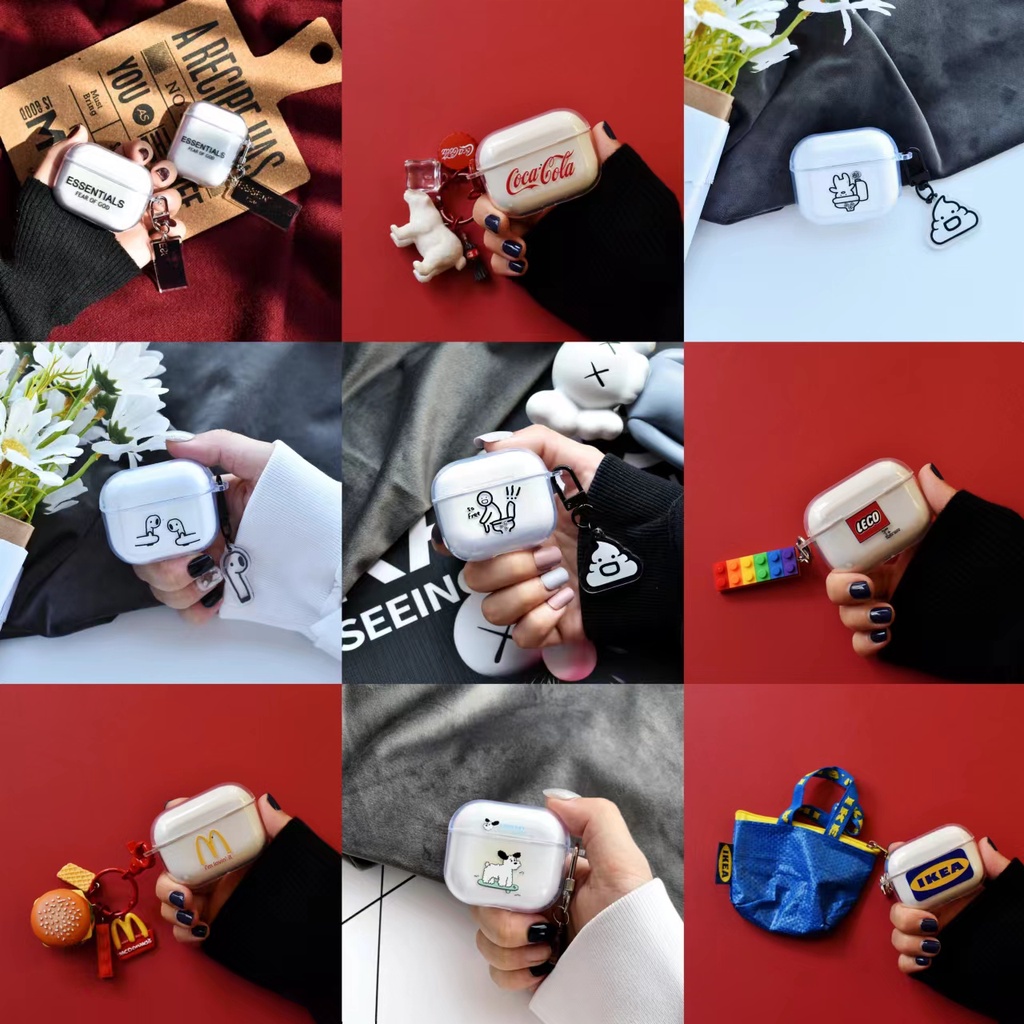 Vỏ Bảo Vệ Hộp Đựng Tai Nghe AirPods Pro 2 2022 Bluetooth Không Dây Bằng Silicon PC TPU Mềm Trong Suốt Chống Rơi Phối Mặt Dây Treo
