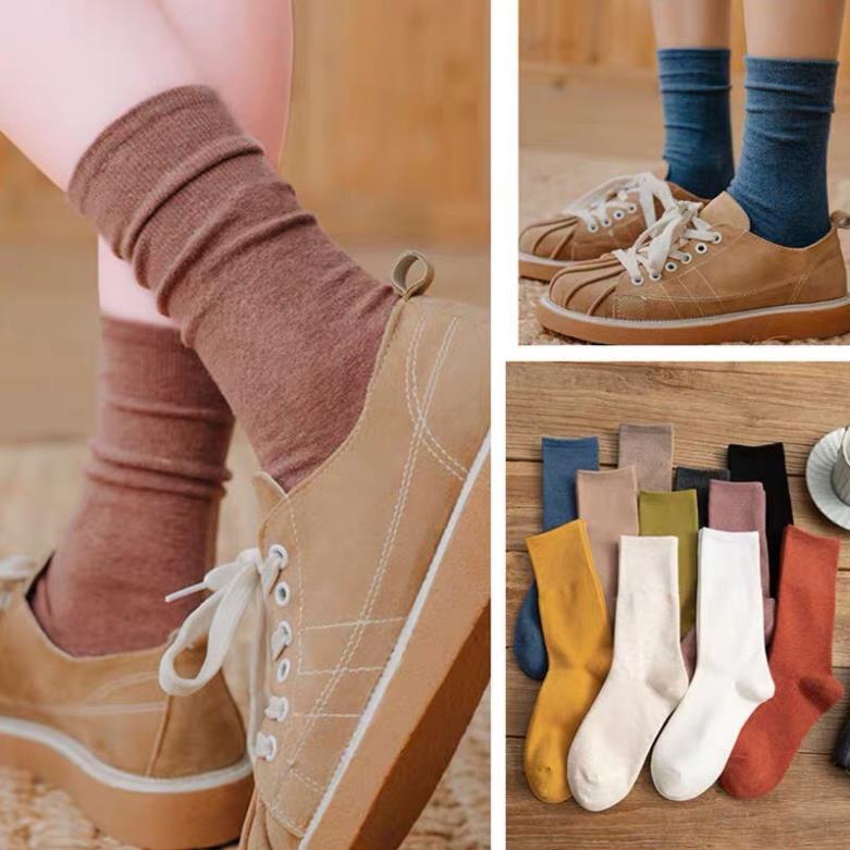Tất Ulzzang Cao Cổ - Tất nữ nhún cổ cao vớ nữ phong cách vintage hàn quốc (Hàng có sẵn)