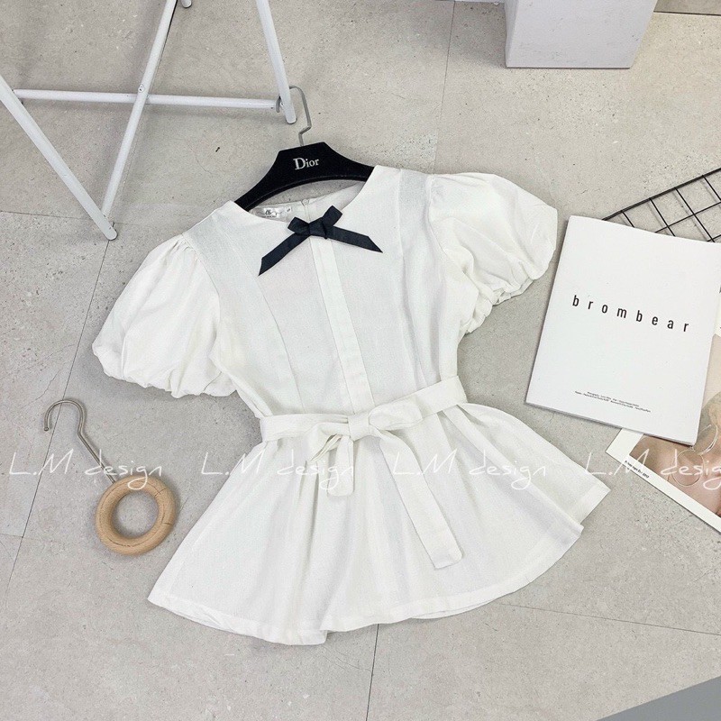 Áo peplum cổ nơ