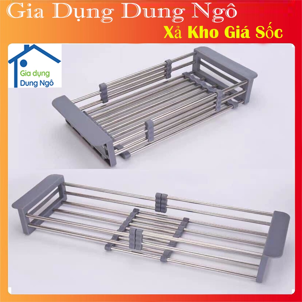 (Xã Kho Giá Sốc) Rổ gác bồn rửa chén có thể co dãn điền chỉnh kích thước inox 304 bền bỉ tiện lợi