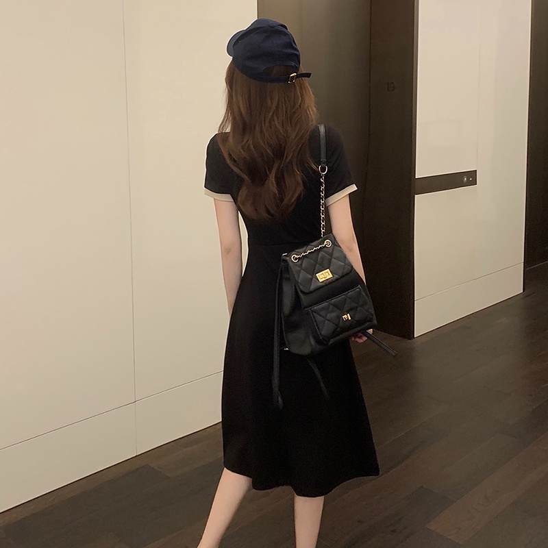 Đầm IELGY cổ polo dáng rộng chiết eo cỡ lớn cho nữ