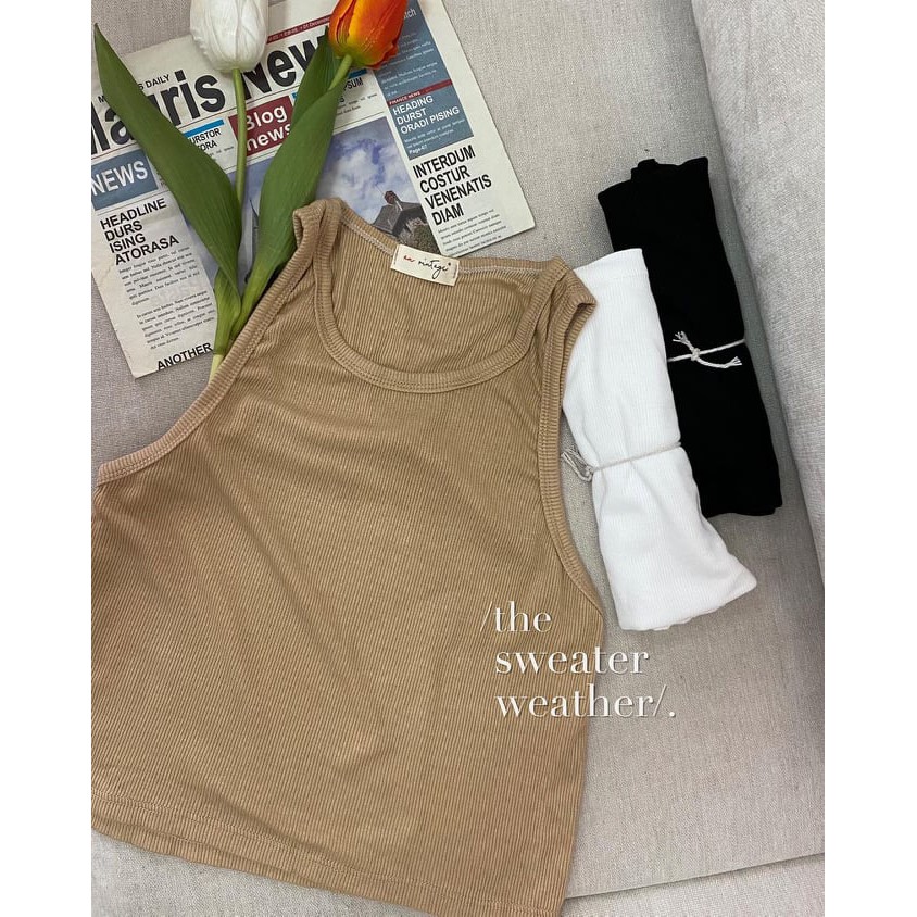 Áo ba lỗ thun gân croptop TSW 02 ( Ảnh thật )