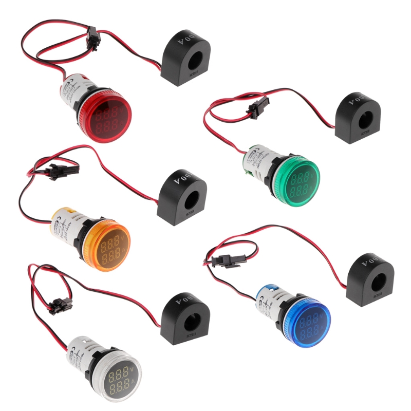 Dụng cụ vôn kế/ampe kế kỹ thuật số hình tròn 22mm AC 50-500V 0-100A