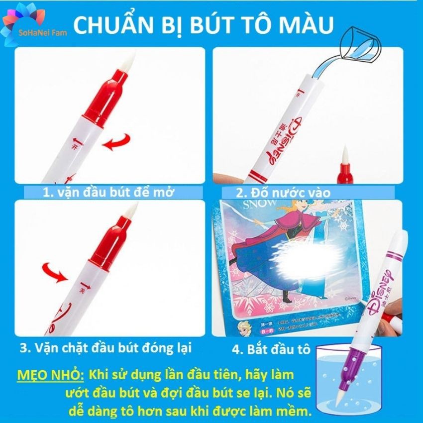 Bộ 4 Tranh Tô Màu Nước Thần Kì Tự Biến Mất Màu Sau Vài Phút, Tranh Tô Màu Cho Bé - SOHANEI FAM