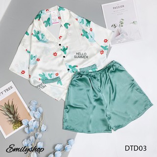 ĐỒ BỘ PIJAMA ĐÙI vải lụa satin cực sang