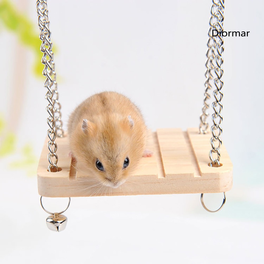 Xích Đu Gỗ Có Chuông Treo Lồng Chim Vẹt / Hamster