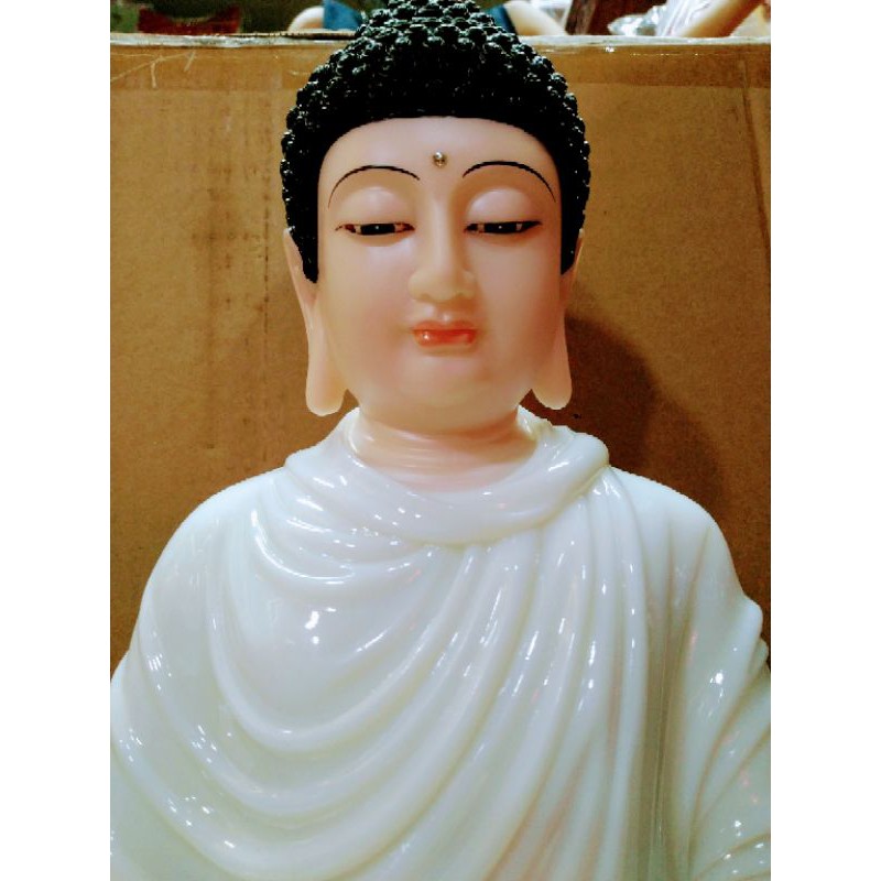 TƯỢNG THÍCH CA TĨNH TÂM ĐÁ TRẮNG NGỒI ĐÀI SEN