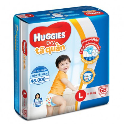 TÃ QUẦN BỈM HUGGIES SIZE L68 .