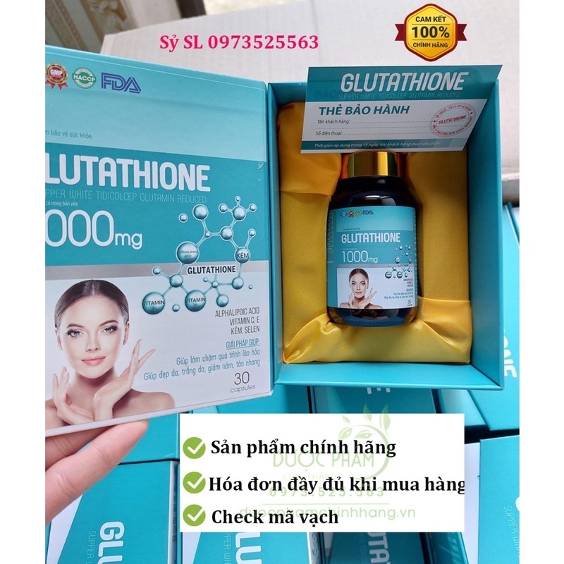 GLUTATHIONE 1000mg nâng tông, trắng da, giảm sạm nám mờ nếp nhăn