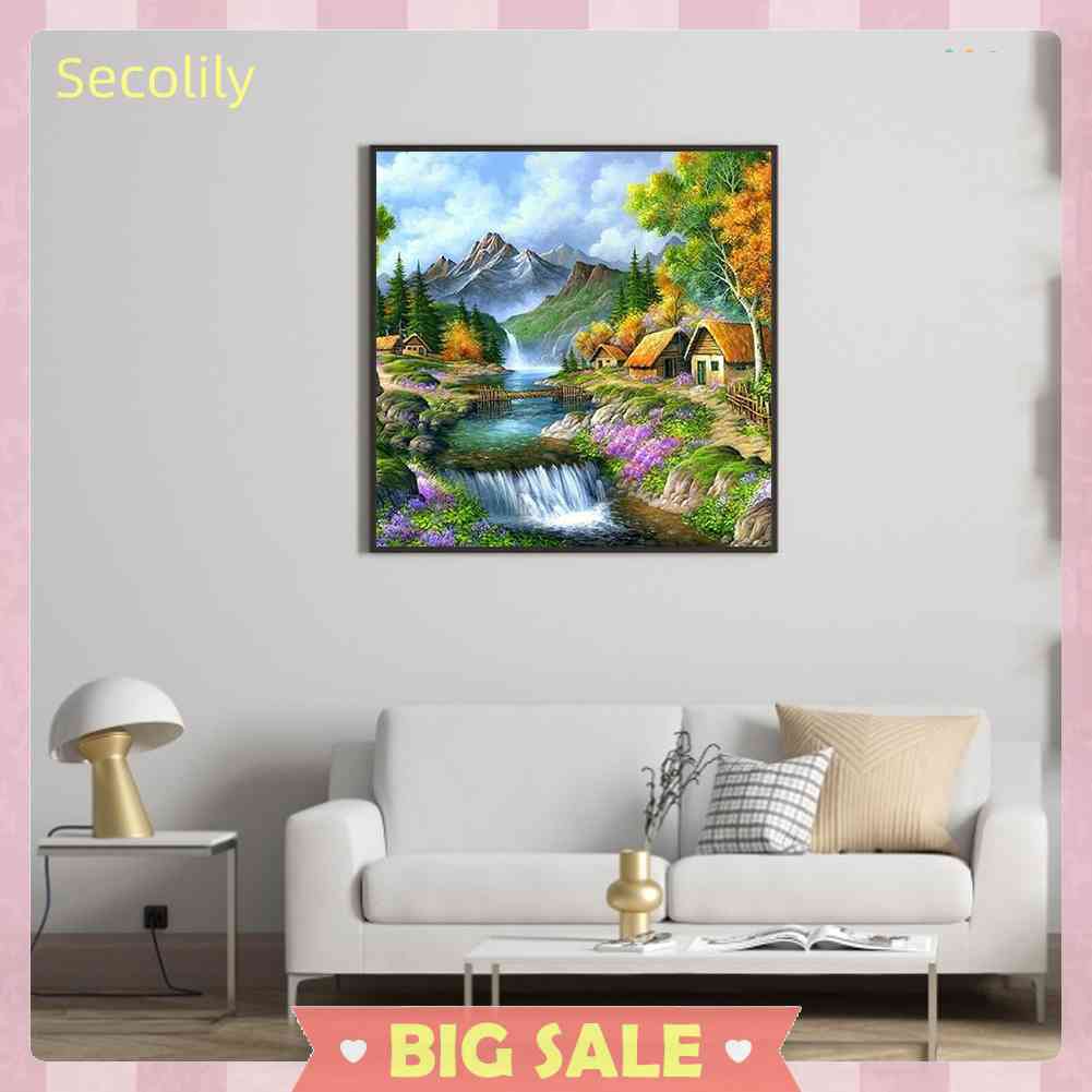 Bộ Tranh Thêu Chữ Thập DIY Hình Làng Núi 11CT