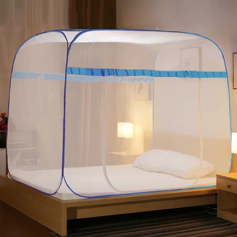 Màn chụp tự bung cao cấp đỉnh vuông, mùng chụp người lớn trẻ em chống muỗi gấp gọn tiện lợi